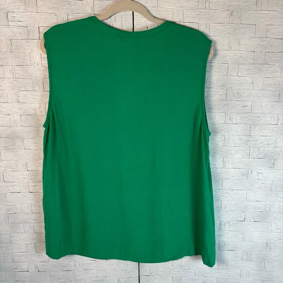 TK Women's Kelley Green sleeveless blouse Gromit & roping summer feminine preppy - Picture 2 of 6